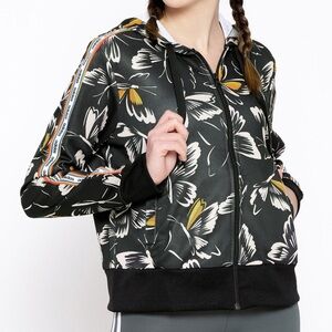 Adidas Black Bomber Jacket with Floral Design